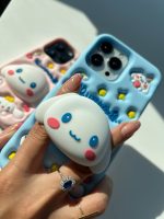 کاور سیلیکونی مدل عروسکی پاپ سوکتی مدل cinnamoroll آبی رنگ مناسب برای گوشی آیفون