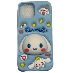 کاور سیلیکونی مدل عروسکی پاپ سوکتی مدل cinnamoroll آبی رنگ مناسب برای گوشی آیفون 13/14/15