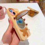 کاور گوشی سیلیکونی مدل خرس کله آیینه ای کرم قهوه ای رنگ مناسب برای گوشی آیفون