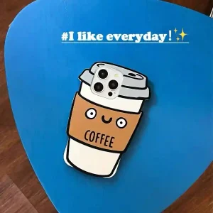 کاور گوشی سیلیکونی مدل کافی coffe رنگ قهوه ای روشن مناسب برای گوشی آیفون