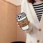 کاور گوشی سیلیکونی مدل کافی coffe رنگ قهوه ای روشن مناسب برای گوشی آیفون
