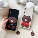 کاور سیلیکونی مدل خرس تدی نیویورک کرم رنگ بهمراه آویز, مناسب برای گوشی