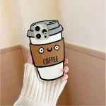 کاور گوشی سیلیکونی مدل کافی coffe رنگ قهوه ای روشن مناسب برای گوشی آیفون